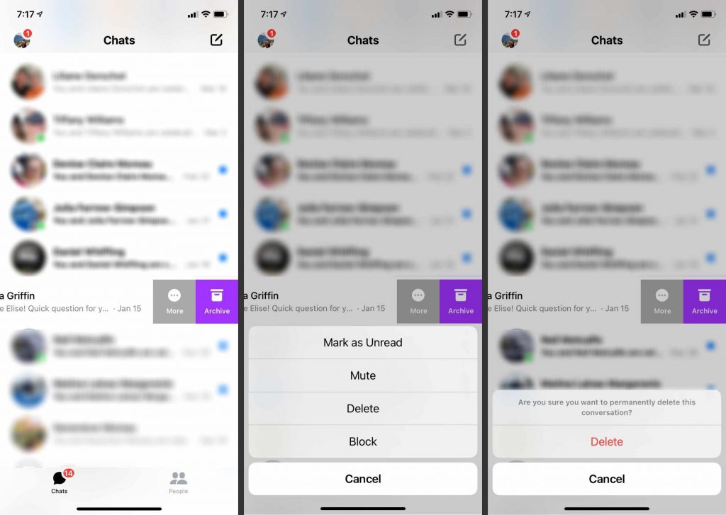 how to delete facebook messenger chat